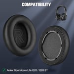 Profesyonel yedek kulak yastığı, Anker Soundcore Life Q20 ve Q20 BT kulaklık, hafızalı köpük ve protein deri ile uyumlu, siyah