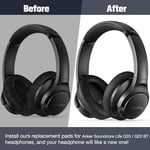 Profesyonel yedek kulak yastığı, Anker Soundcore Life Q20 ve Q20 BT kulaklık, hafızalı köpük ve protein deri ile uyumlu, siyah