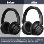 Profesyonel yedek kulak yastığı, Anker Soundcore Life Q30 / Q35 kulaklık ile uyumlu, birinci sınıf hafızalı köpük ve protein ciltli (siyah)
