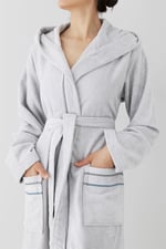 Profundo Robe Fog - Ekstra Yumusak, Modern ve Ozel Tasarim%100 Pamuk unisex Kapusonlu Bornoz