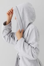 Profundo Robe Fog - Ekstra Yumusak, Modern ve Ozel Tasarim%100 Pamuk unisex Kapusonlu Bornoz