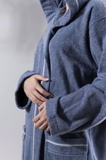 Profundo Robe Sky - Ekstra Yumusak, Modern ve Özel Tasarım%100 Pamuk Unisex Kapüşonlu Bornoz