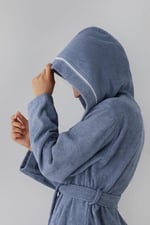 Profundo Robe Sky - Ekstra Yumusak, Modern ve Özel Tasarım%100 Pamuk Unisex Kapüşonlu Bornoz
