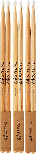 Promark LA Specials davul çubukları,davul çubukları,7A Hickory davul çubukları, oval naylon başlık, üç çift - Seçenekler: 5a, 5b, 7a, Naylon uç, Klasik