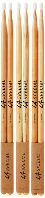 Promark LA Specials davul çubukları,davul çubukları,7A Hickory davul çubukları, oval naylon başlık, üç çift - Seçenekler: 5a, 5b, 7a, Naylon uç, Klasik