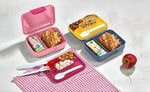 Promosyonca 2 Katlı Bento Öğle Yemeği Kutusu, 1.6 Litre, 3 Bölmeli, BPA İçermeyen PP Plastik, Çatal Bıçak Kaşık Hediyeli (Pembe)