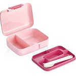 Promosyonca 2 Katlı Bento Öğle Yemeği Kutusu, 1.6 Litre, 3 Bölmeli, BPA İçermeyen PP Plastik, Çatal Bıçak Kaşık Hediyeli (Pembe)
