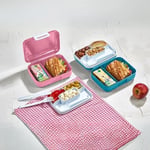 Promosyonca 2 Katlı Bento Öğle Yemeği Kutusu, 1.6 Litre, 3 Bölmeli, BPA İçermeyen PP Plastik, Çatal Bıçak Kaşık Hediyeli (Pembe)