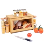 Promosyonca Bambu Ekmek Kutusu, Doğal Bambu Malzeme, Yuvarlak Saplı, 39x23x18 cm