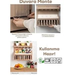Promosyonca Kahve Köşelik ve Baharatlık, Duvara Monte Mutfak Rafı, 8 li Baharatlık, Fincan Askılı, 40,5x37x12 cm (Krem)