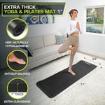 ProsourceFit Ekstra kalın yoga ve pilates matı, yüksek yoğunluklu egzersiz matı, konforlu köpüklü ve taşıma kayışlı