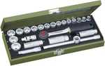 Proxxon lokma anahtar seti, kompakt set, 3/8 inç cırcırlı, çelik kutulu 24 parçalı alet seti, 23110, 33,5 x 15 x 5 cm