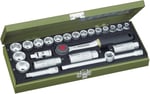 Proxxon lokma anahtar seti, kompakt set, 3/8 inç cırcırlı, çelik kutulu 24 parçalı alet seti, 23110, 33,5 x 15 x 5 cm