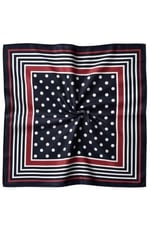Puantiye Çerçeve Desen Siyah-Kırmızı Soft Bandana Fular 50x50 cm