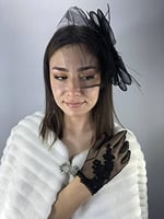 Pullu Gelin Eldiveni Ve Siyah Vualet Takımı
