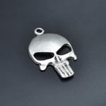 Punisher Cezalandırıcı Deri ip Kolye - Gümüş Kaplama - Kadın Erkek Kolye - No:845