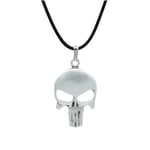 Punisher Cezalandırıcı Deri ip Kolye - Gümüş Kaplama - Kadın Erkek Kolye - No:845