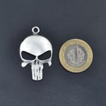 Punisher Cezalandırıcı Deri ip Kolye - Gümüş Kaplama - Kadın Erkek Kolye - No:845