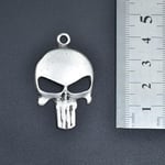 Punisher Cezalandırıcı Deri ip Kolye - Gümüş Kaplama - Kadın Erkek Kolye - No:845