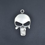 Punisher Cezalandırıcı Deri ip Kolye - Gümüş Kaplama - Kadın Erkek Kolye - No:845