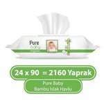 Pure Baby Organik Bambu Özlü Islak Havlu 24×90 (2160 Yaprak) - Seçenekler: 12x90, 24x90
