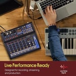 Pyle Professional Audio Mixer Sound Board Console Desk System- Interface 8 Channel Digital USB Bluetooth MP3 Computer Input 48V Phantom Power Stereo DJ Studio FX 16Bit DSP Processor, Black - PMXU83BT