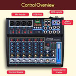 Pyle Professional Audio Mixer Sound Board Console Desk System- Interface 8 Channel Digital USB Bluetooth MP3 Computer Input 48V Phantom Power Stereo DJ Studio FX 16Bit DSP Processor, Black - PMXU83BT