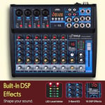 Pyle Professional Audio Mixer Sound Board Console Desk System- Interface 8 Channel Digital USB Bluetooth MP3 Computer Input 48V Phantom Power Stereo DJ Studio FX 16Bit DSP Processor, Black - PMXU83BT