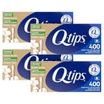 Q-tips Pamuk Bezler Organik Bezler 4 Paket Ultimate Ev ve Güzellik Aracı Organik Pamuktan Üretilmiştir, Kağıt Ambalaj 400 Adet