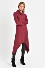 Quincey-Asimetrik Yünlü Tunik Bordo BDM2513 (BORDO / 40)