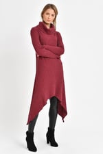 Quincey-Asimetrik Yünlü Tunik Bordo BDM2513 (BORDO / 36)