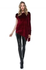 Quincey-Kadife Asimetrik Tunik (BORDO / 38)