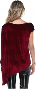 Quincey-Kadife Asimetrik Tunik (BORDO / 44)