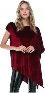 Quincey-Kadife Asimetrik Tunik (BORDO / 40)