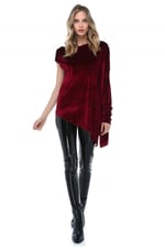 Quincey-Kadife Asimetrik Tunik (BORDO / 40)