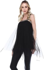 Quincey-Payetli Tunik (SİYAH-LAME / 40)