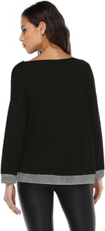 Quincey-V Yaka Tunik (SİYAH-LAME / 50)