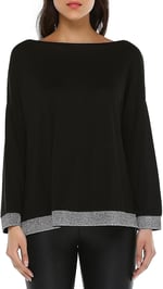Quincey-V Yaka Tunik (SİYAH-LAME / 50)