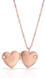 RACHON 925 AYAR GÜMÜŞ KAPAKLI RESİMLİK KALP MADALYON KOLYE Rose Gold RachonNM-617