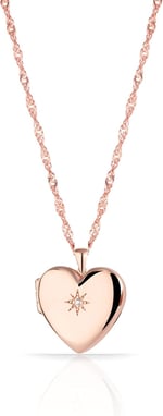 RACHON 925 AYAR GÜMÜŞ KAPAKLI RESİMLİK KALP MADALYON KOLYE Rose Gold RachonNM-617
