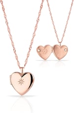 RACHON 925 AYAR GÜMÜŞ KAPAKLI RESİMLİK KALP MADALYON KOLYE Rose Gold RachonNM-617