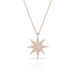 RACHON 925 AYAR GÜMÜŞ SEKİZ KÖŞELİ BEYAZ YILDIZ KOLYE ROSE GOLD RachonNM-407