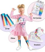 Rainbow Star Kız Çocuk 2li Soket Çorap Takım - Seçenekler: 4-5Y, 8-9Y