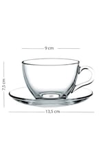 RAKLE Jardin Premium Çay Fincanı Seti - Yeşil Kristal Cam - 2 Parça 240cc Fincan ve Tabak - El İşçiliği Detaylar - Çay Servisi