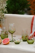 RAKLE Jardin Premium Çay Fincanı Seti - Yeşil Kristal Cam - 2 Parça 240cc Fincan ve Tabak - El İşçiliği Detaylar - Çay Servisi