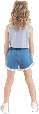 Rakun Kız Gömlek Denim Şort Takım