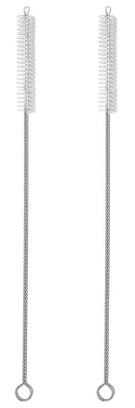 RawNori 2 İçme Saman Temizleme Fırçası UZUN - Paslanmaz Çelik İçecek Pipetleri için Kıl Temizleyici Cam Yıkama İçin Ağır Hizmet Fırçaları Silikon Metal Pipetler Çaydanlık Bacalı Mini Mikro Şişe