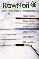RawNori 2 İçme Saman Temizleme Fırçası UZUN - Paslanmaz Çelik İçecek Pipetleri için Kıl Temizleyici Cam Yıkama İçin Ağır Hizmet Fırçaları Silikon Metal Pipetler Çaydanlık Bacalı Mini Mikro Şişe