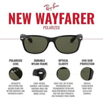 Ray-Ban RB2132 Yeni Wayfarer Kare Güneş Gözlüğü, Şeffaf/Polarize Yeşil üzerine Siyah, 55 mm