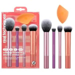 REAL TECHNIQUES Everyday Essentials makyaj fırçası, yüz için komple set (yüz süngeri, yüz, ruj, ayarlama ve delüks göz farı fırçası)